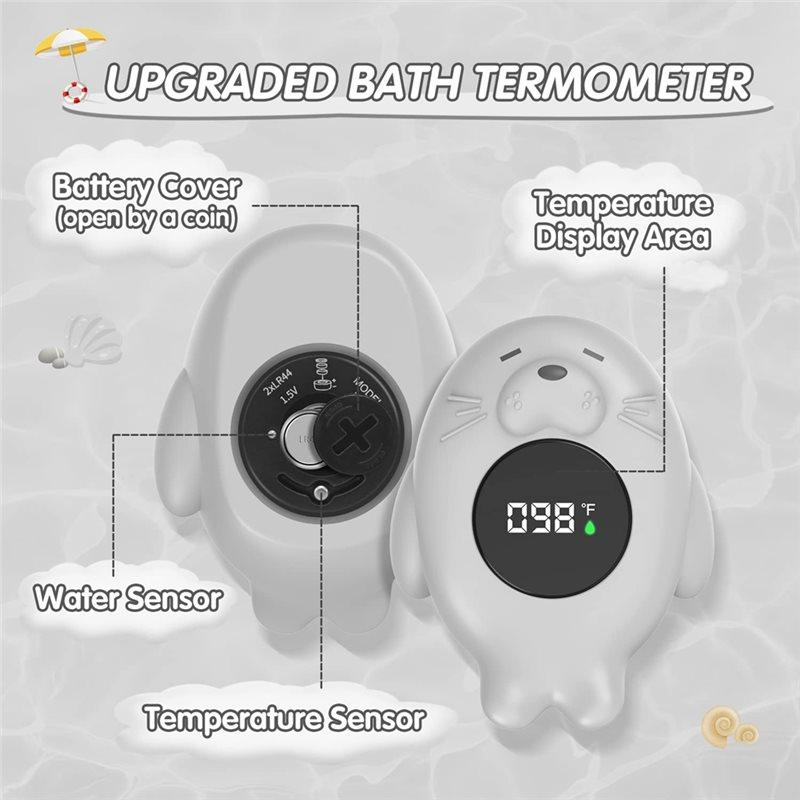 ABWR-Babybadethermometer mit LED-Anzeige, Wasserdicht, Temperaturwarnfunktion enthalten