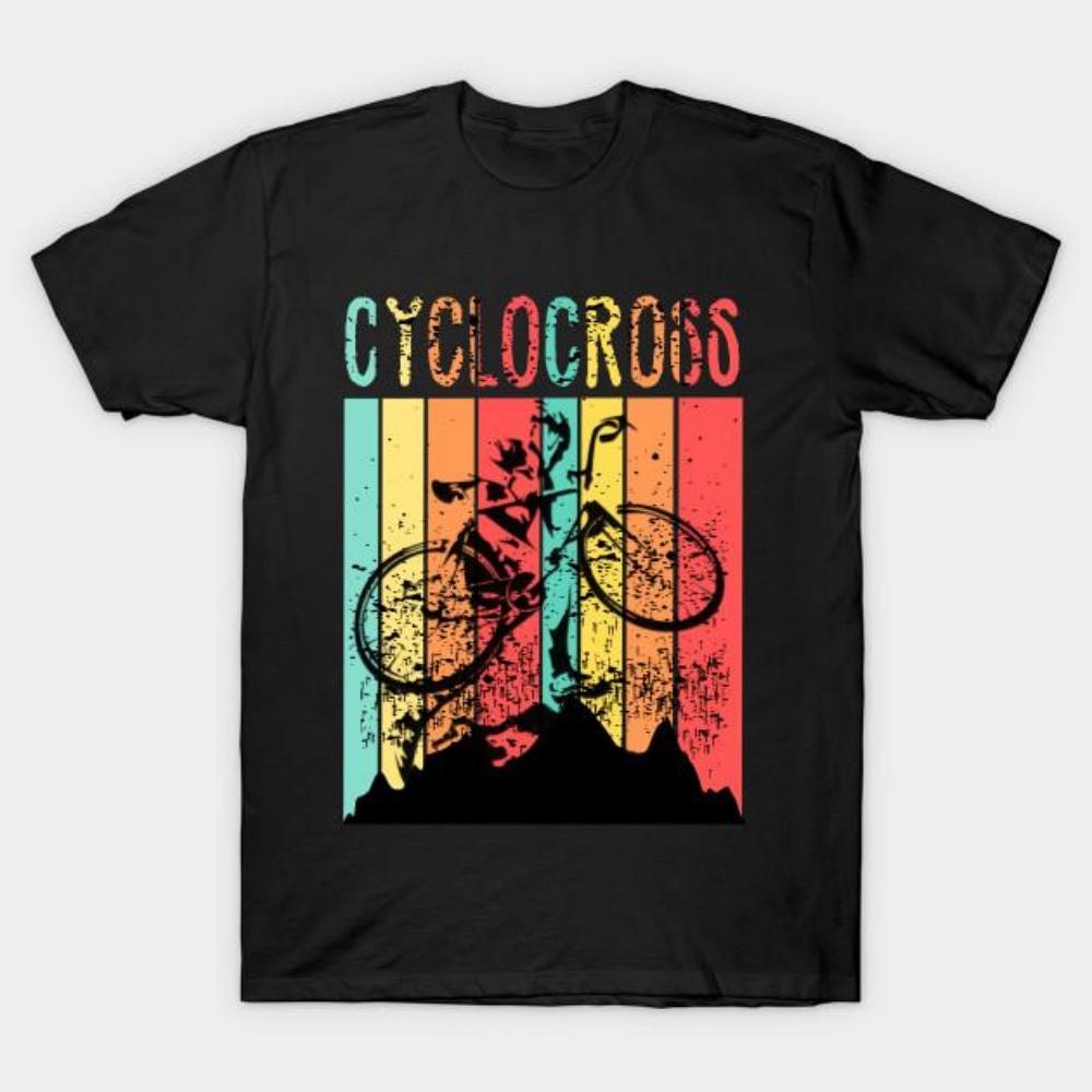

Men Black Print T-shirt Cyclocross Vintage No-Cut Transfer Paper Print Cotton Tshirt XXXXXL