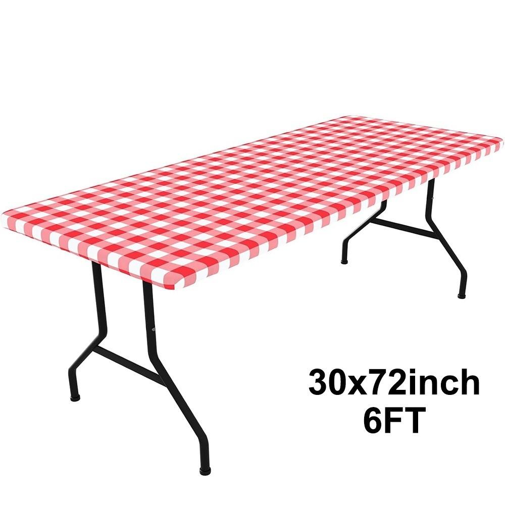 New 30x72inch Spandex Tablecloth 6FT Rectangle Waterproof Elastic Picnic Table Cloth Oil-Proof Stretch Tablecloth Cover Outdoor 30x72inch красный