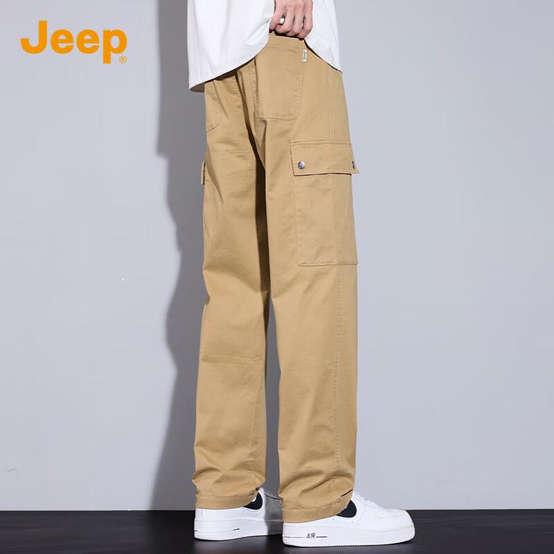 Jeep Men's 2025 Autumn/Winter Loose Straight-Leg Cotton Cargo Casual Pants