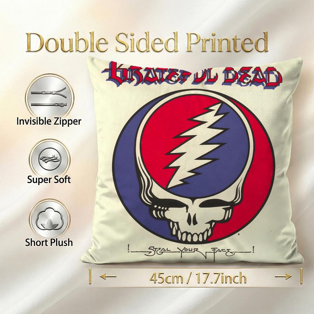 Band Grateful Dead Cushion Cover 1Pcs Decorative Covers Soft Cushion Case For Sofa Couch Decor 40X40 45X45 Pillowcases