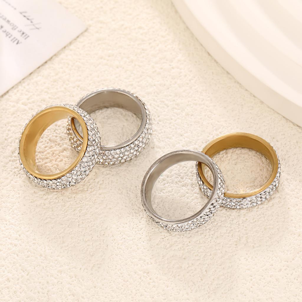 3/5 Row  Ring  Stainless Steel Wedding Engagement Rings For Women Men Jewelry Gift