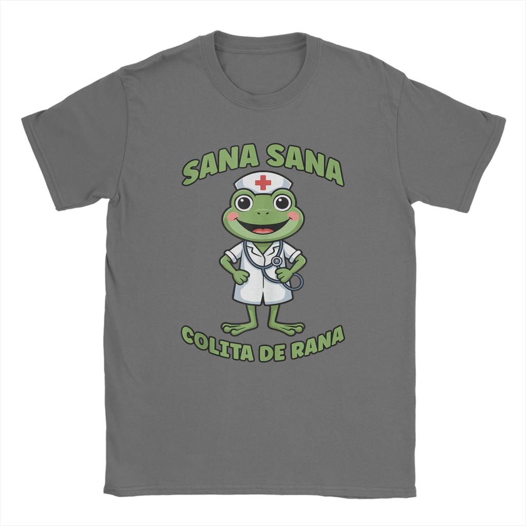 Funny Spanish Mexican Nurse Frog Sana Sana Colita De Rana T Shirts Unisex Cotton Casual Tshirt O Neck Tee Shirt Short Sleeve Tops