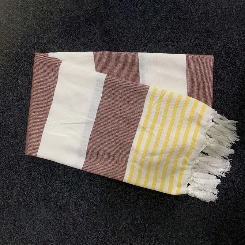 Turkish Stripe Polyester Cotton Tassel Bath and Beach Towel