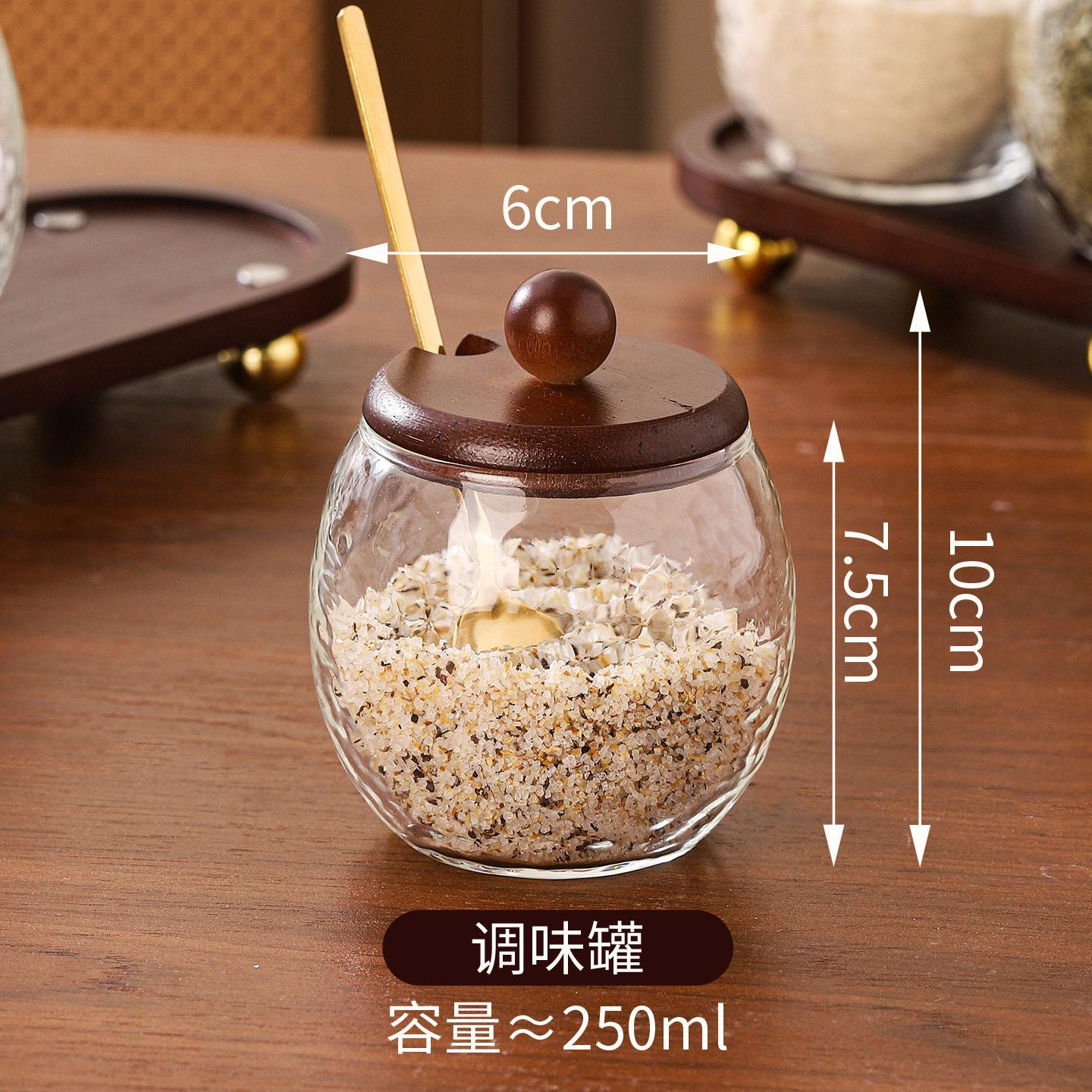 Antique Glass Seasoning Jar Set Home Kitchen High-value Seasoning Jar with Lid Seasoning Box Salt Bottle Kitchen Supplies