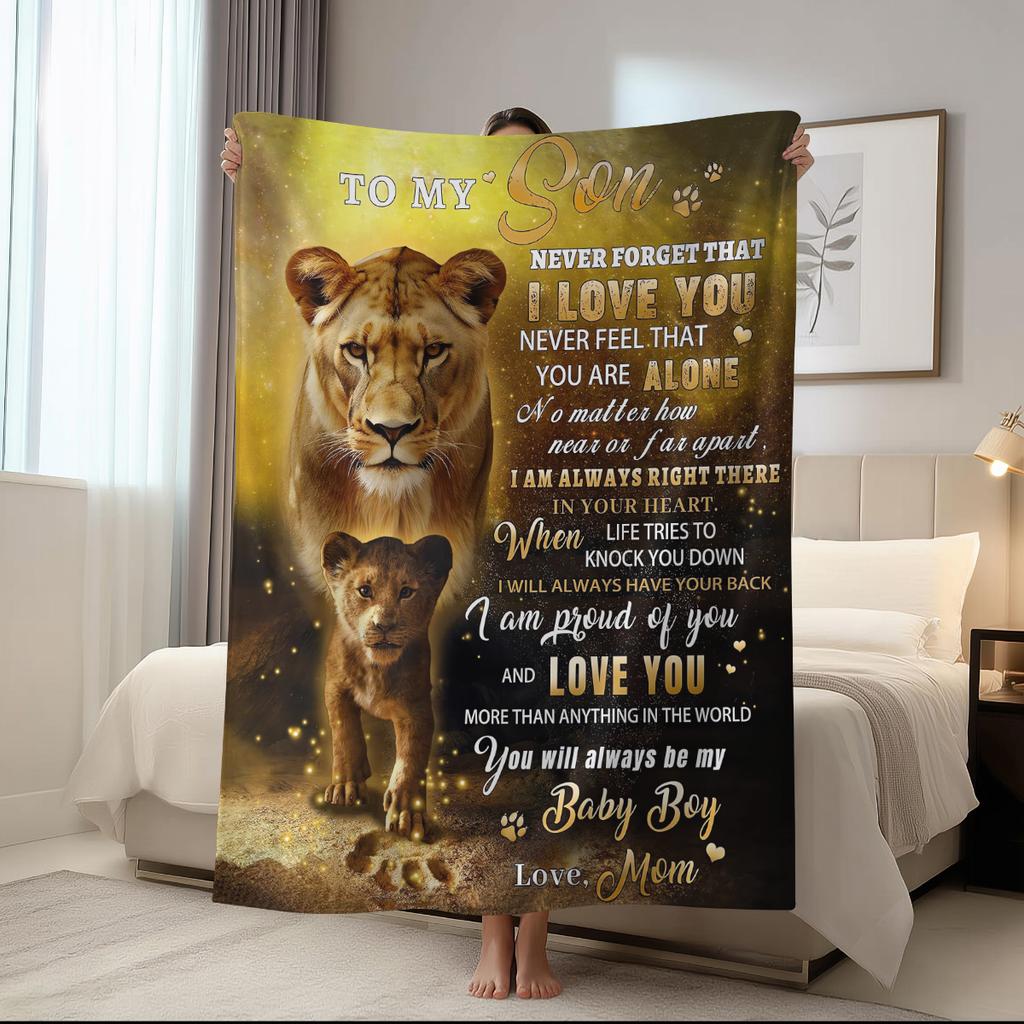 1 Envelope Printed Flannel Blanket Gift From Mom To Son, Blanket From Dad To My Son For Graduation Christmas, Birthday,