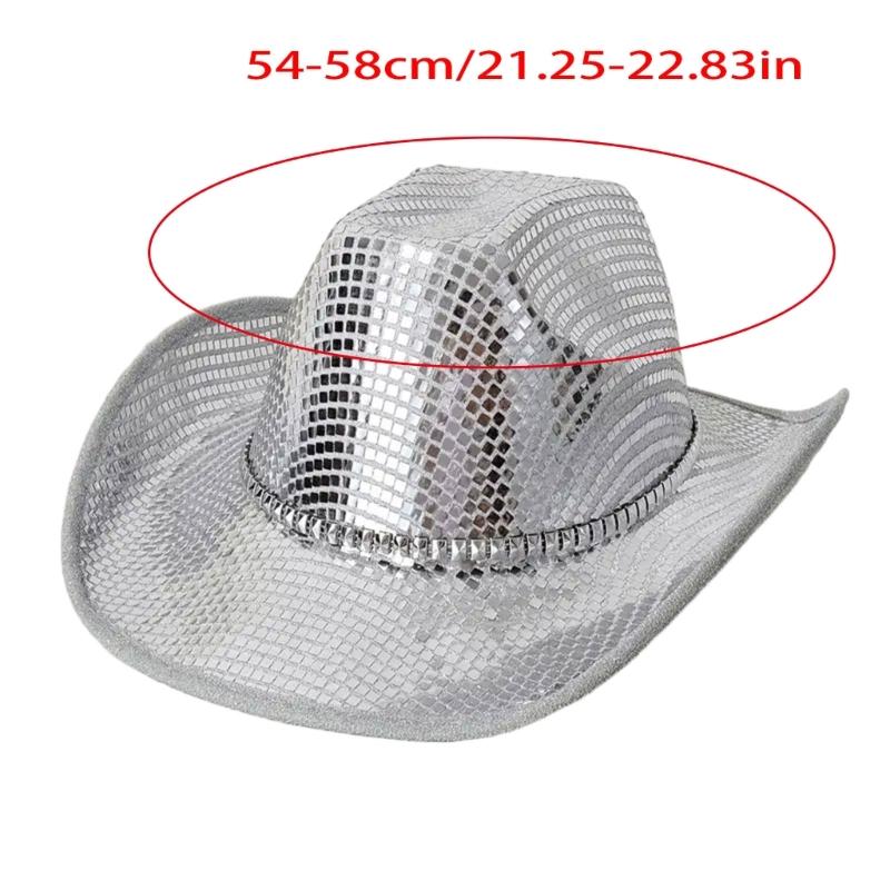 Shimmering Sequined Western Hat for Daily Wear and Themed Parties Comfortable Wear Costume Props Hat for Night Club