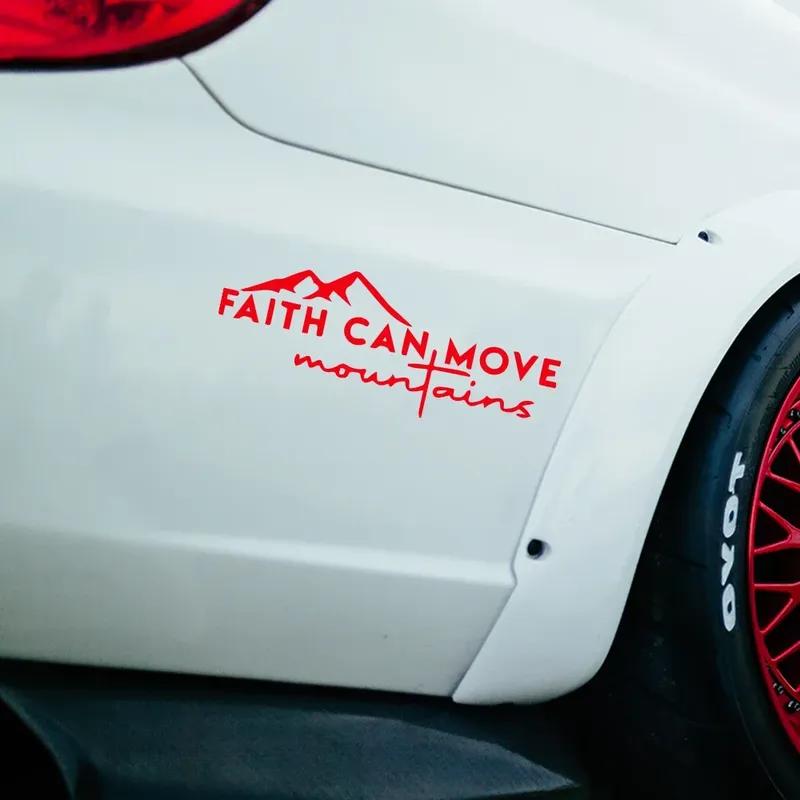 Faith Can Move Mounta Stickers Car Windshield Window Bumper Decor Decals Outdoor Vinyl Decoration Auto Tuning Accessories