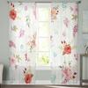 Transparente Vorhänge mit Blumen und Blättern für Wohnzimmer, Schlafzimmer, Kinderzimmer, Tüll-Fenstervorhänge