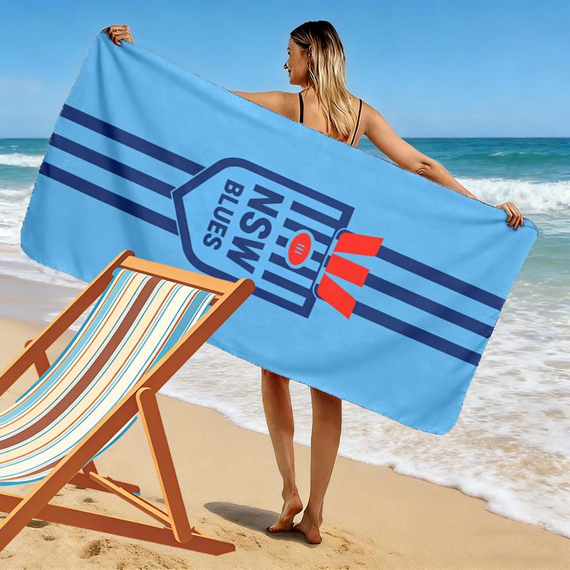 New Blues Print Beach Towel, Large Soft Quick Dry Towel for Beach Camping Swimming