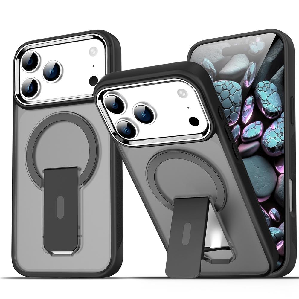 Luxury For Magsafe Folding Stand Magnetic Phone Case For 17 16 15 14 Plus 13 12 11 Pro Max Matte Translucent Back Cover