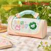 Oxford Cloth Cute Clover Pencil Case With Embroidery Large Capacity For Students And Office
