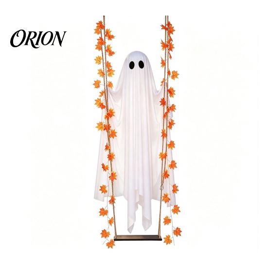 Fantasma da Appendere con Luci LED Fantasma Oscillante di Halloween, Foglia d'Acero Oscillante Illuminata Decorazioni per Giardino Cortile Vite e Telecomando per