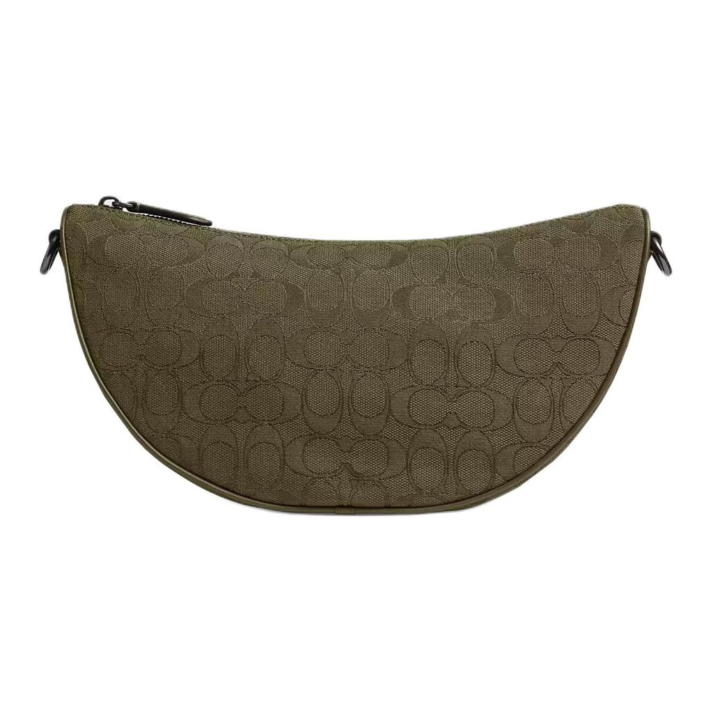 Coach Hall 30 Signature Pattern Print Jacquard And Calfskin Crossbody Bag Large Men Crossbody Bag Olive-Brown CAH95-RM3