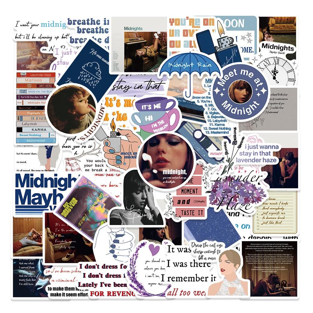 50pcs Midnight Pop Queen Taylor Swift New Album Midnights Stickers Nordic Style