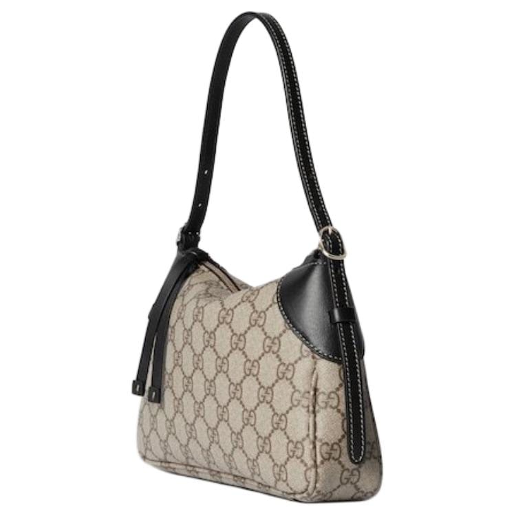 GUCCI GG Emblem Monogram Coated Fabric Handbag, Shoulder Bag Small Women's Beige & Dark Brown 815218-FAEAA-9765