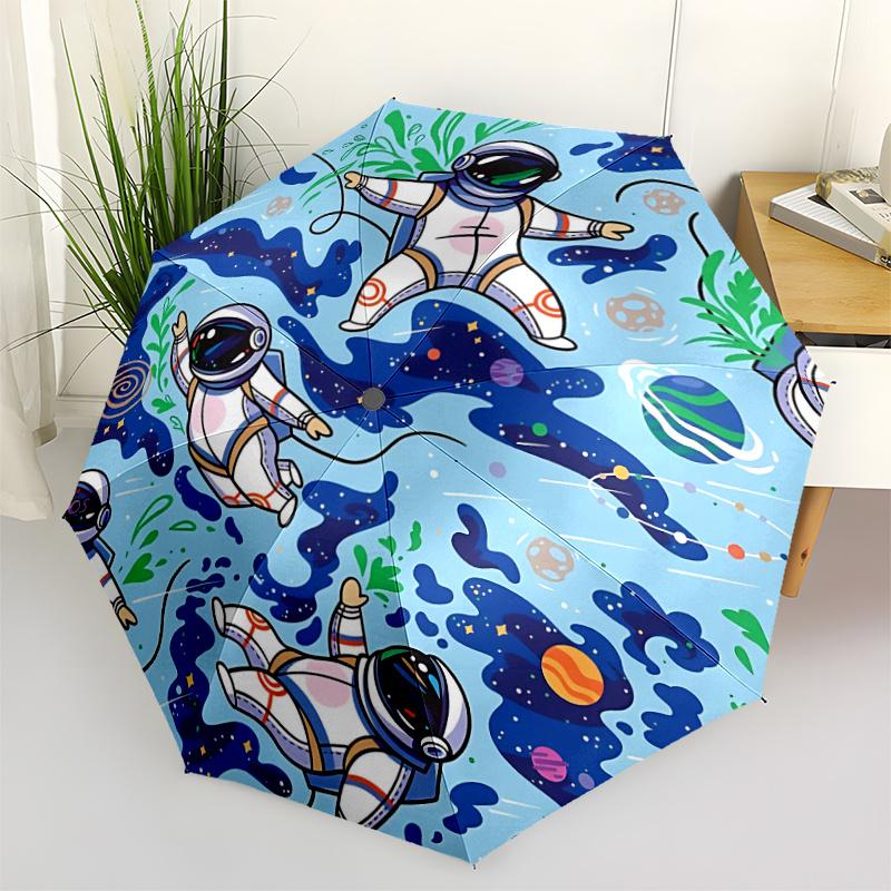 1pc Astronauts Outer_Space Automatic Open/close Umbrella, 8-Rib sturdy structure, Portable Travel Umbrella, Parties, Everyday Useb052