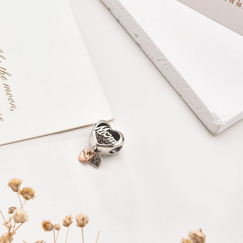Love You Mum, Dad, Friend, Sister, Family Heart Charm Bead fit European Original Silver Bracelet DIY Jewelry Gift for Women