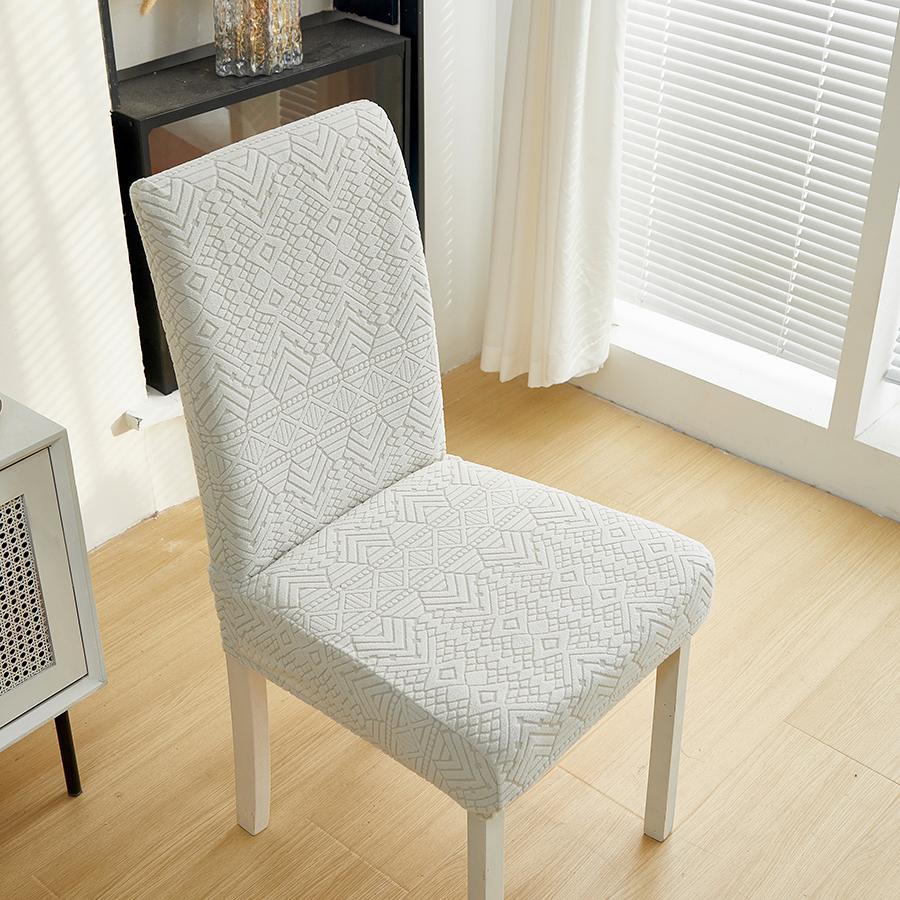 1/2/4/6Pc Stretch Polar Fleece Jacquard Chair Covers - Geometric Pattern, Easy Install For Home & El