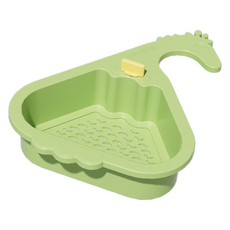 1 Click Open Triangle Sink Basket Strainer Drain Rack Wall Mounted Organizer for Kitchen Dishwashing Vegetables No Drill Storage