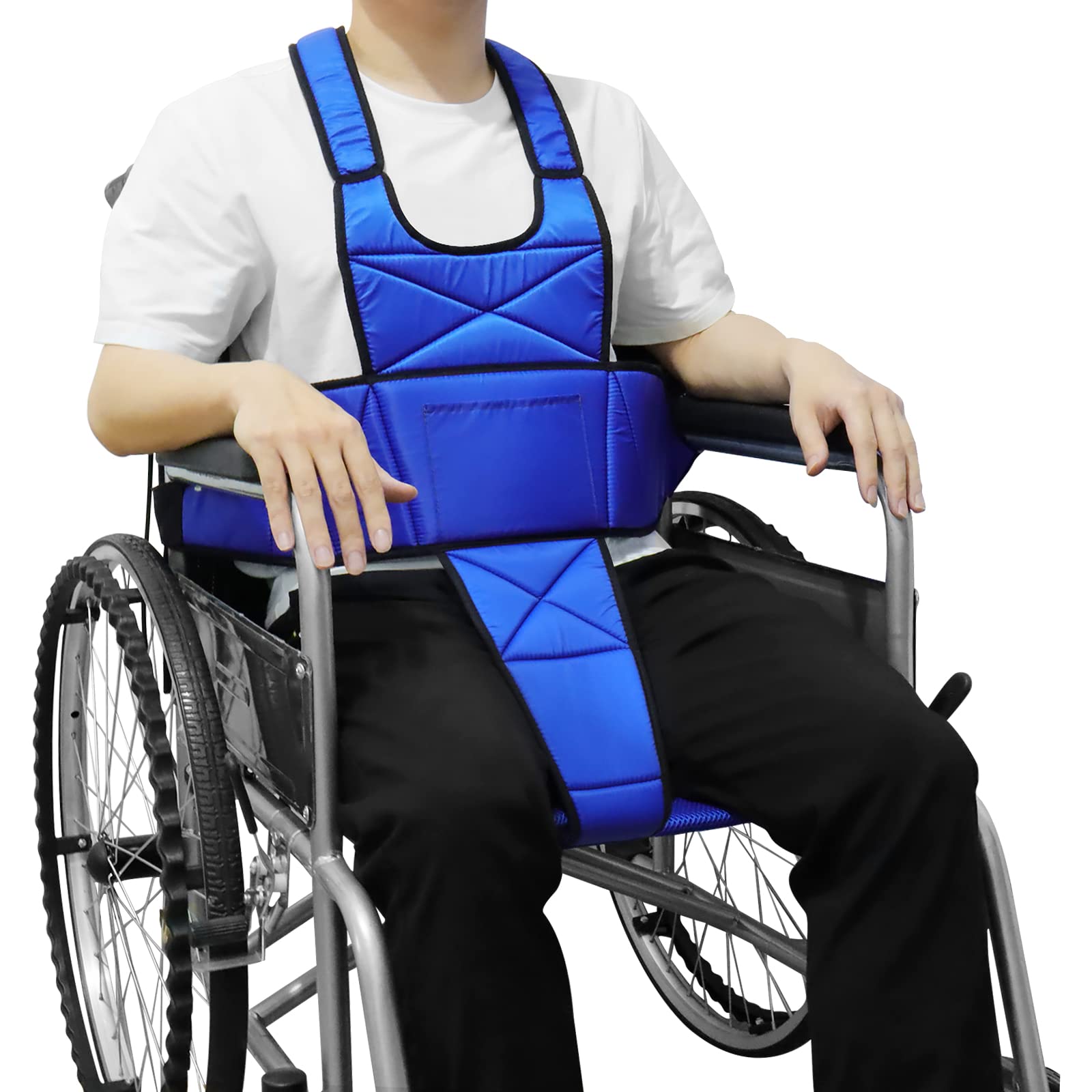 LOSCHEN Синий ремень безопасности для инвалидной коляски, противоскользящий ремень безопасности, ремень безопасности для всего тела, медицинский ремень безопасности для всего тела, ремень безопасности для инвалидной коляски для предотвращения падений пожи