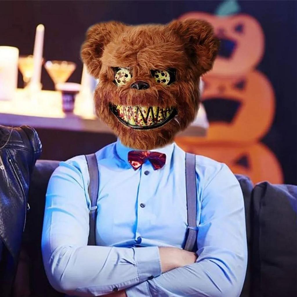 Halloween Spooky Plush Mask Lifelike Appearance Appropriate Size Halloween Props for Horror Themed P