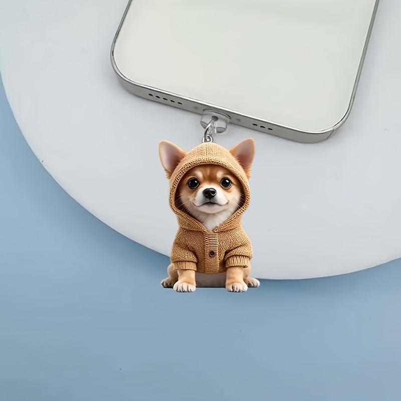 1Pc 2D Cute Cat Dog Shamrock Mobile Phone Dust Plug Pendant Anti-Dust Type-C Charging Port Plug Hanging Decor