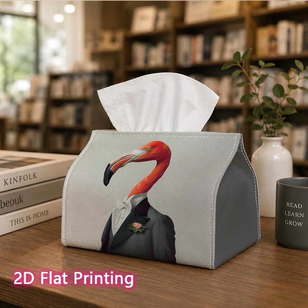 1pc, 2d Flat Printing, Tissue Box Flamingo Headgear Pattern Printed Tissue Box, Suitable for Bathrooms, Living Rooms, Bedrooms, Dressing Tables, Coffe