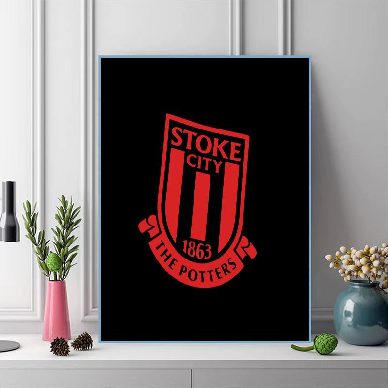 Stoke City logo Pattern  3pcs 100% Round Full Drill 5D DIY Diamond Painting Embroidery Cross Stitch Rhinestone Décor