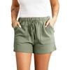 Women Solid Color High Waist Loose Straight Drawstring Casual Summer Shorts