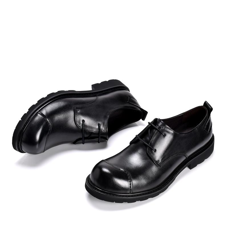 Big Head Genuine Leather Men's Lace-up Formal & Casual Round Toe Shoes, Large Size, Handmade for Wedding & Business