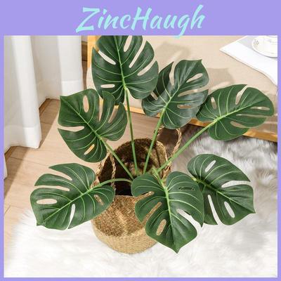 Artificial Monstera Deliciosa Liebm Leaf Plant For Living Room Decor With Handmade Seaweed Basket