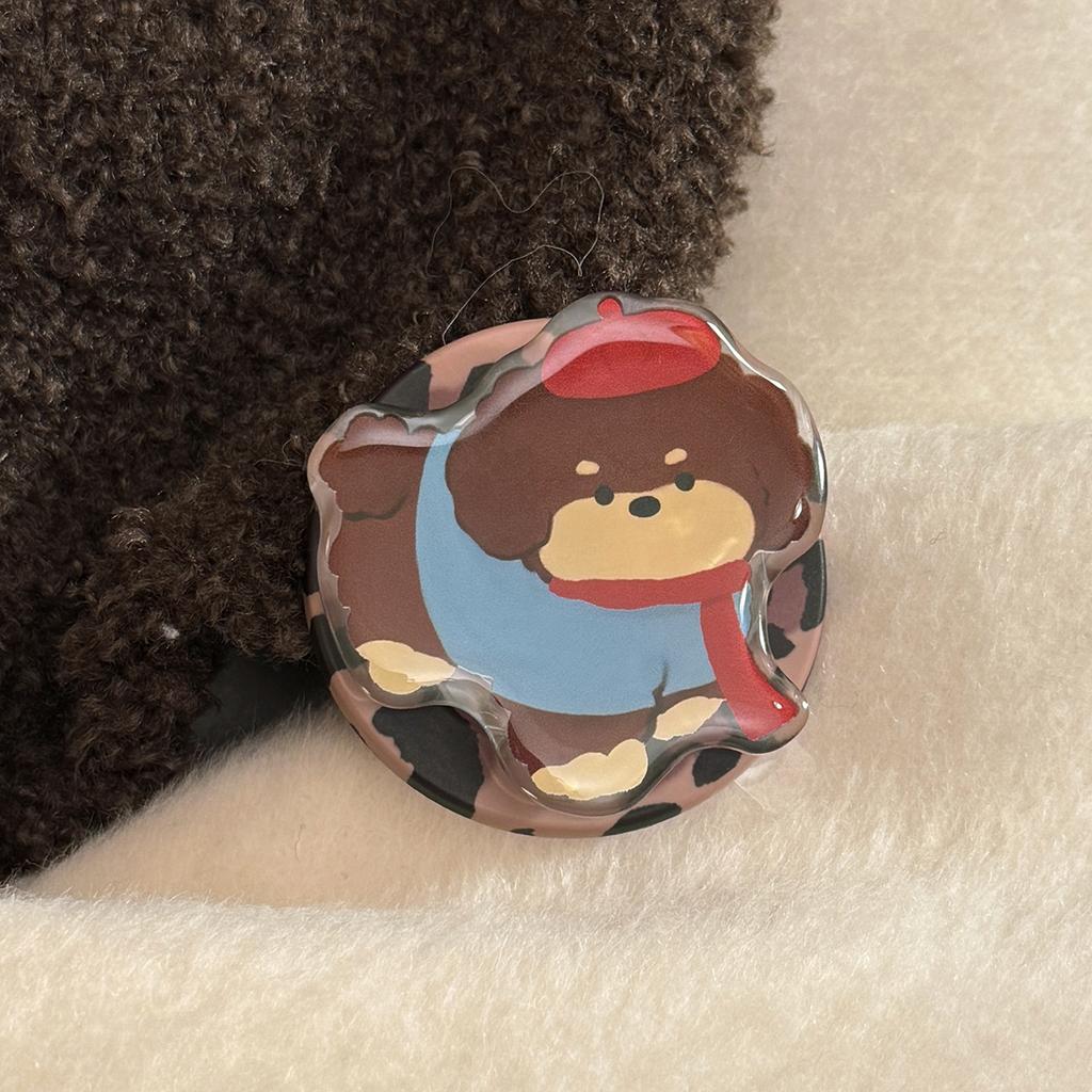 Leopard Print Puppy Magnetic Suction Bracket for Apple 17promax Mobile Phone Case iPhone16 Retro Cartoon 15 Hard 11