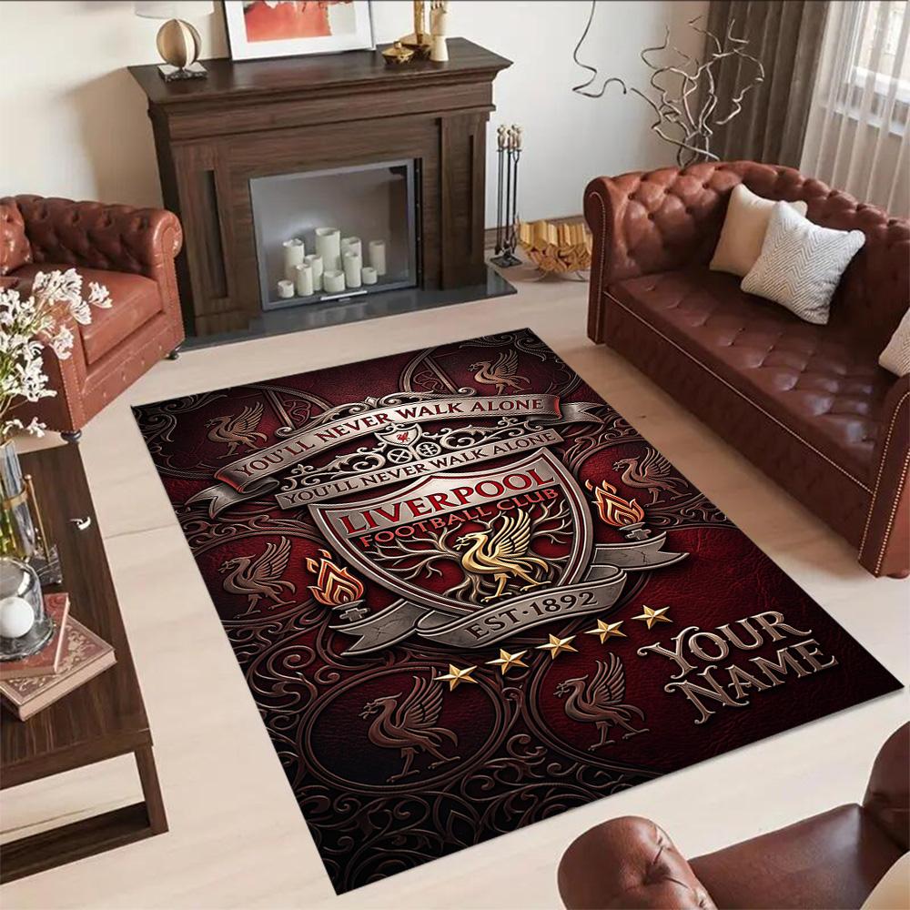 Liverpool Fc Personalized Name Floor Mat Perfect For Dining Room Decorate Room Game Room Playrooms Antislip Carpet Office Home Decor