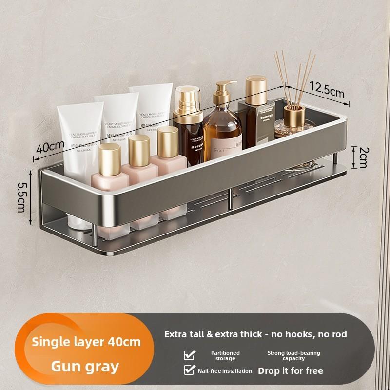 Modernes minimalistisches Badezimmer-Aufbewahrungsregal mit Haken und zwei Ebenen für den Heimgebrauch