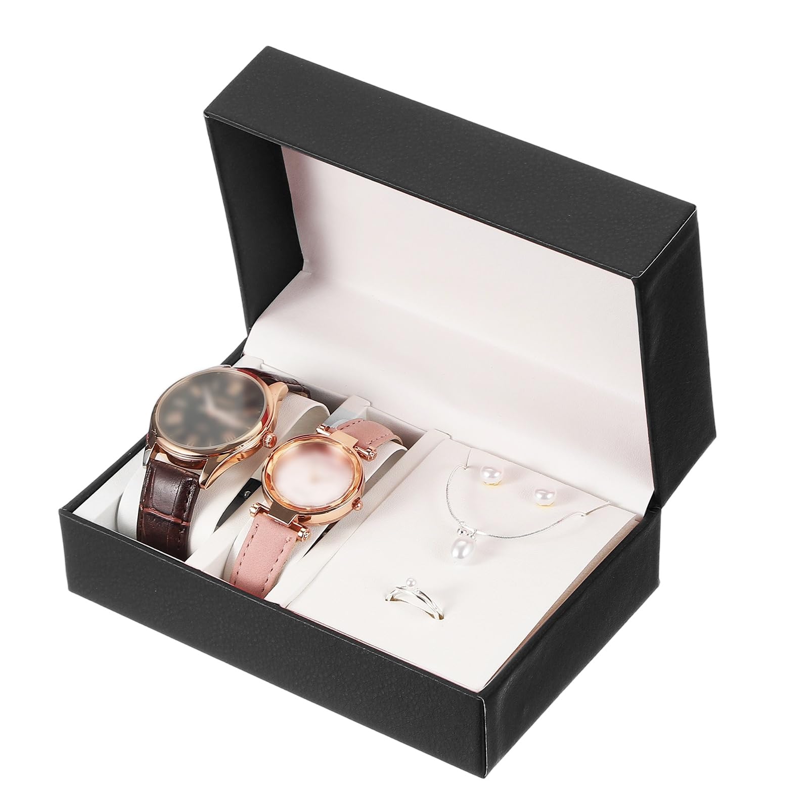 

uxcell Watch Travel Case Jewelry Organizer, Unisex, 2-Slot PU Leather Portable Watch Case Box, Jewelry Organizer, Holds 2 Watches, 1 Necklace, 1
