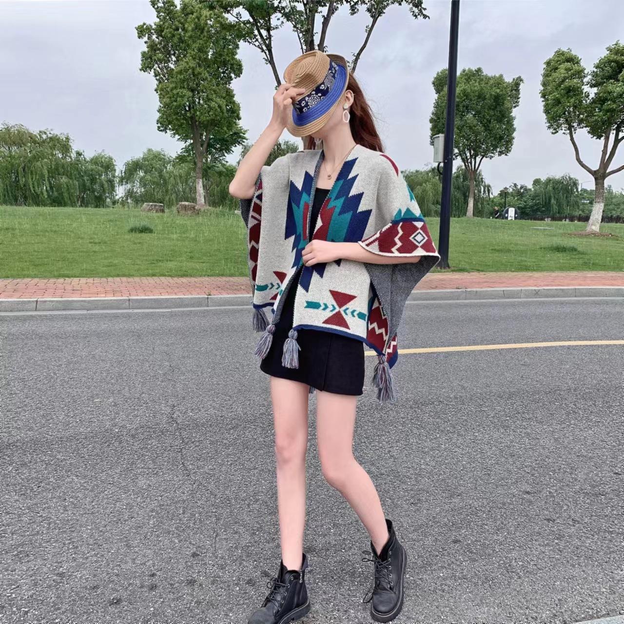 

Туристическая шаль в этническом стиле, внешняя накидка, универсальный двухсторонний однотонный теплый шарф, женская накидка, утолщенная 160-135