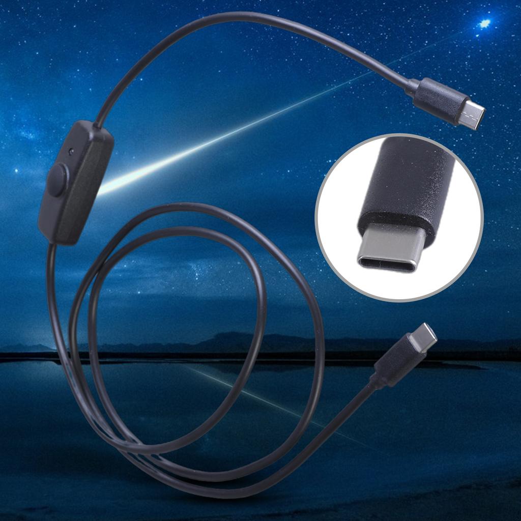 USB Type C Data Cable with Power Switch Button Male To Male Charging Extension Cord Wire for LED Light Fan Desk Lamp