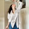Fashionable White Satin Shirt Women Long Sleeve Spring Autumn Stylish Elegant Blouse Top