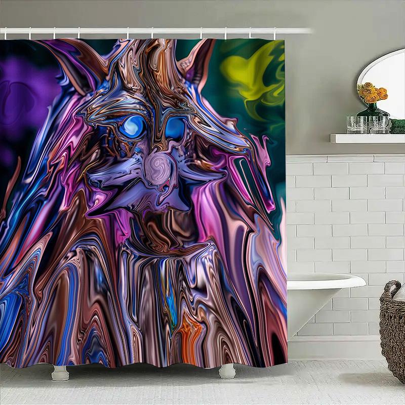 

Tuniu Abstract Psychedelic Fluid Swirls Bathroom Curtain Unique Art Shower Curtain Decor W60H190(CM)-1 Pcs