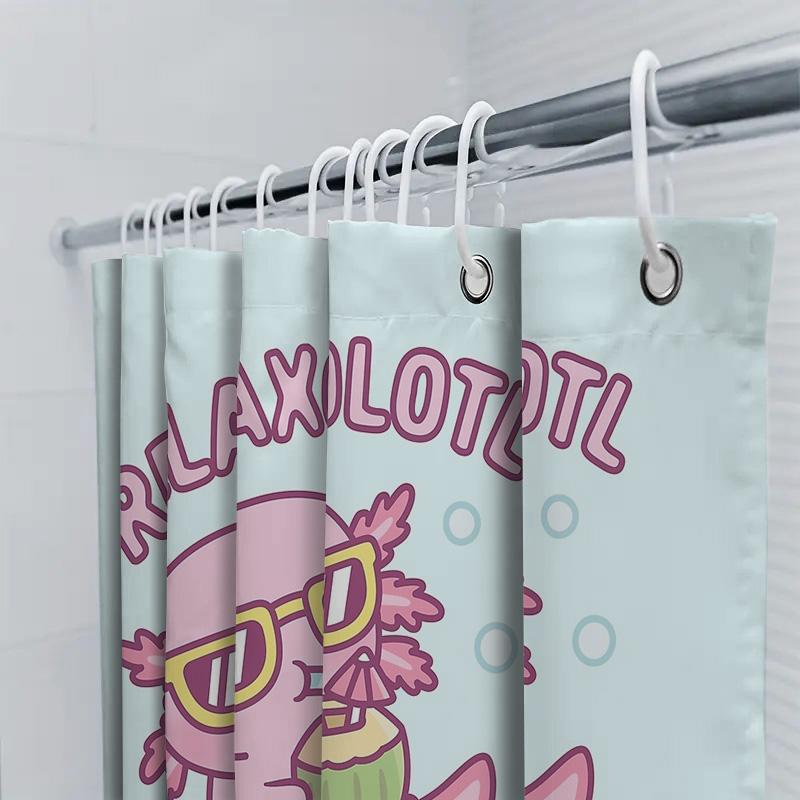 Axolotl Bath Curtain Cute Salamander Shower Curtain Tropical Ocean Theme Bathroom Decor Waterproof Funny Pet Lover Gift