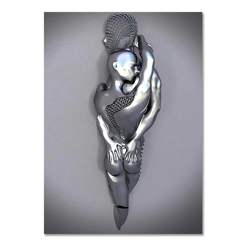 Metal Figure Statue Canvas Painting Romantic Abstract Posters Prints Wall Art Pictures Modern Living Room Decorations for Home