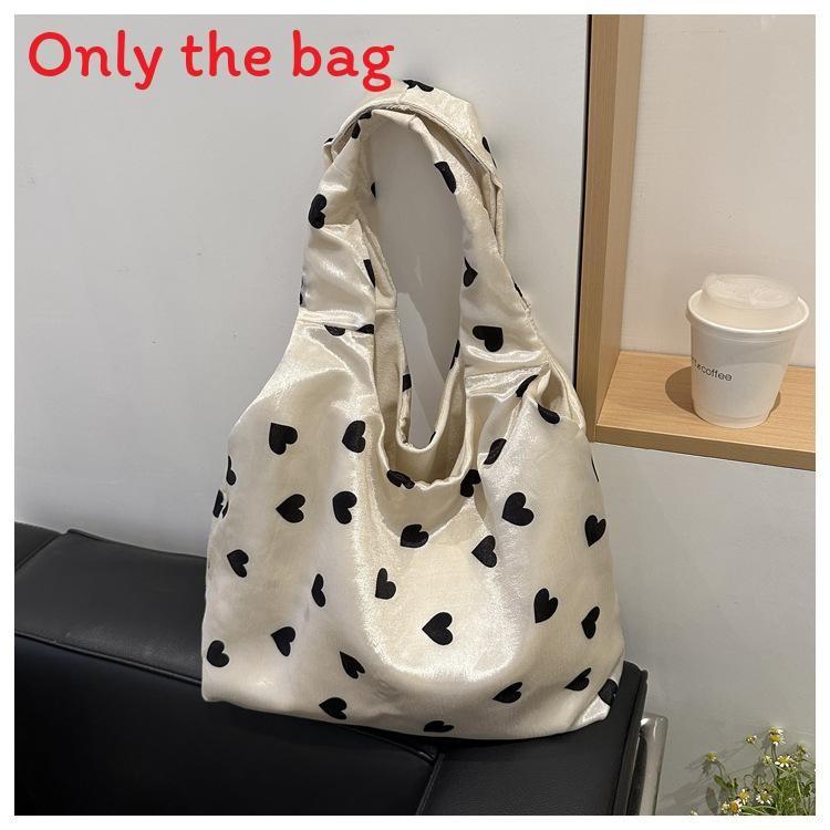 Knit Tote Bag With Heart Pattern For Casual Street Style And Daily Use