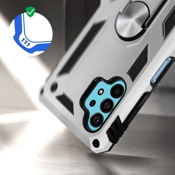 Coque de protection rigide avec anneau support pour Samsung Galaxy A32 5G - PROSHOP - Argenté