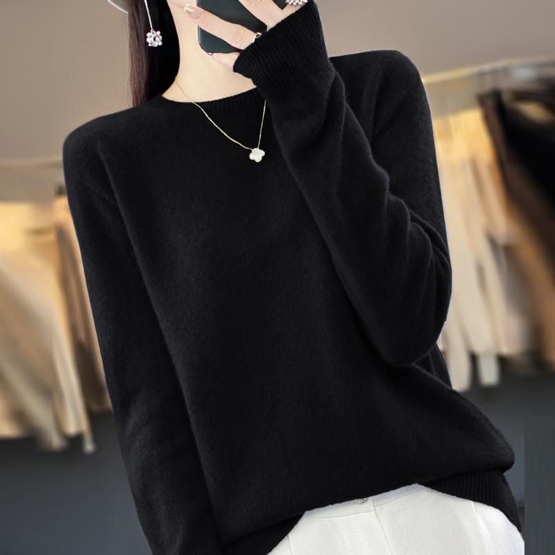 Women's Cashmere Sweater Qinghe Cashmere 30% Cashmere 70% Wool Autumn and Winter Cashmere Pullover Soft and Warm