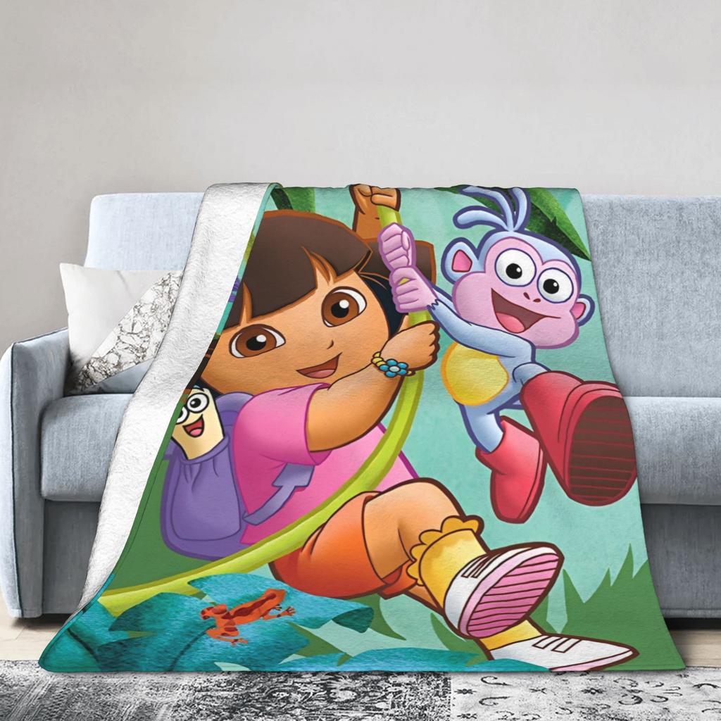 D-Doras der Entdecker Cartoon-Decke Fleece Sommer Klimaanlage Multifunktionale warme Überwurfdecke für Sofa, Auto, Bettdecke