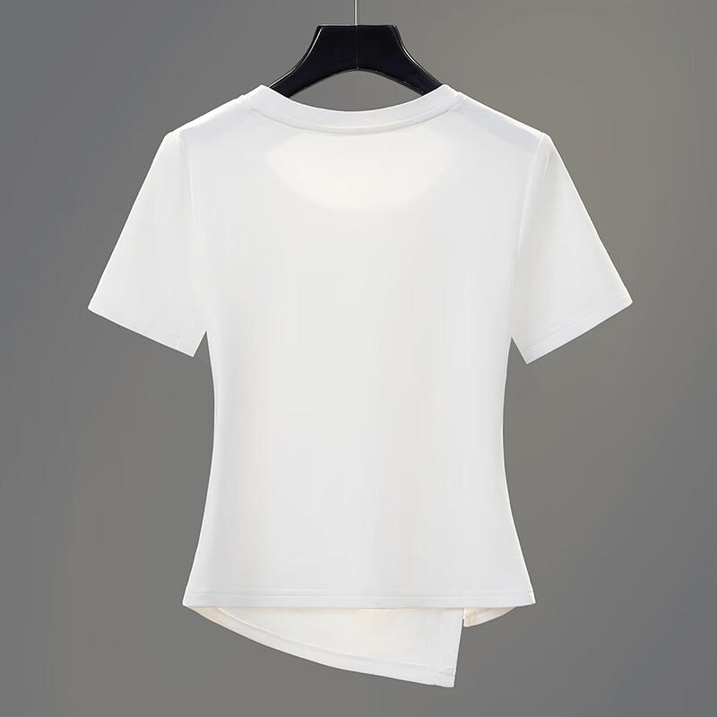 Tachi Women's Heart Cut-out Slim Fit Round Neck T-shirt