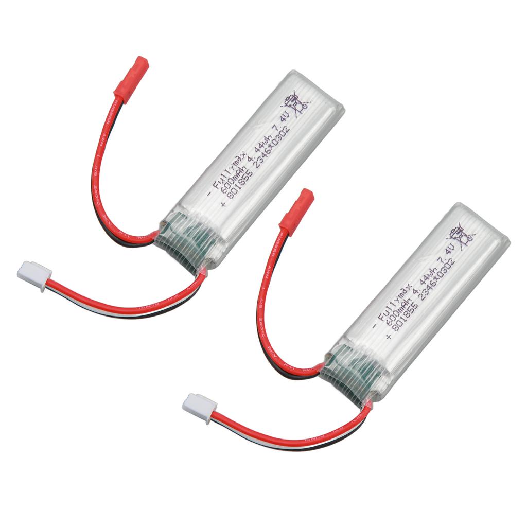 2PCS RC Airplane Lithium Battery 7.4v 600mah RC Airplane Replacement Batteries for WLtoys XK A280 RC Aircraft