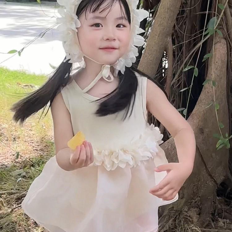 

2025 Stylish White Lace Chinese-Style One-Piece Swimsuit for Girls 130cm белый