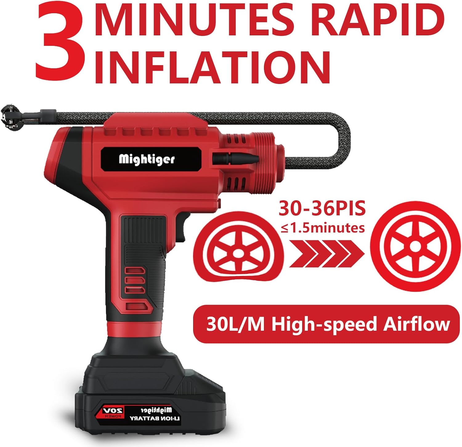 

20V Tire Inflator with Rechargeable Battery, 150PSI, Auto Shut Off, LED Light, Digital Gauge – Portable Air Pump for Cars & Bike United States